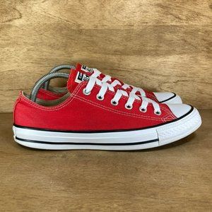 Converse Chuck Taylor All-Star Red Canvas Women SZ 10 Low-Top Lace-Up Sneakers